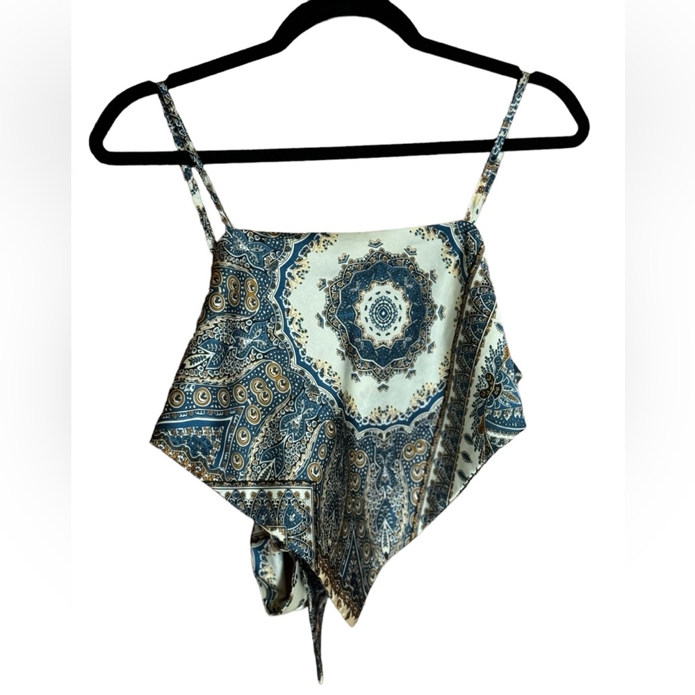 SHEIN Paisley Satin Bandana Top Sz L